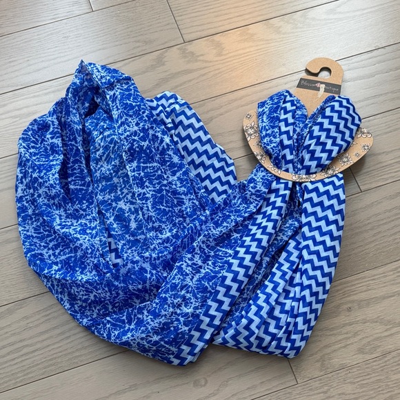 Blossom Boutique Blue Patterned Infinity Scarf - Picture 3 of 8